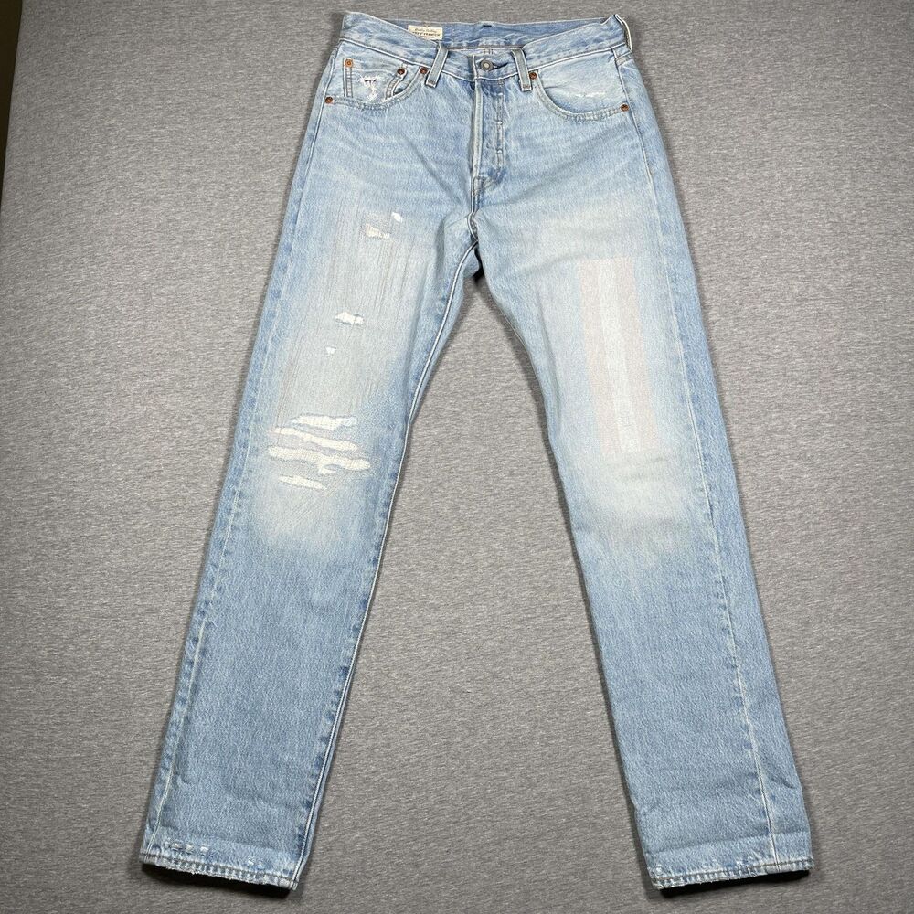 Levi's 501 '93 Jeans Mens 28x30 Light Wash Straight Distressed Rainbow Tab Pride